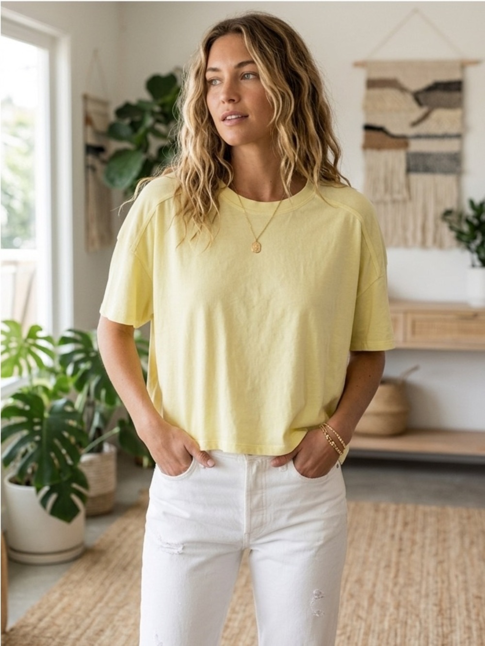 XiRENA Soft Lemon Short Sleeve Boxy Tee